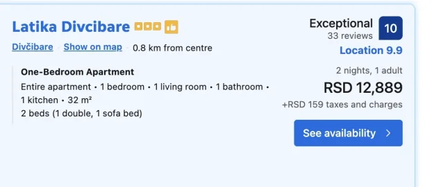 Poručnika Savičića i Radića, Valjevo, Divčibare, 1.5 jednoiposoban, 32 m²