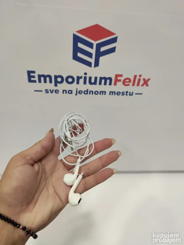 Music sound, slušalice za telefon sa mikrofonom, bela