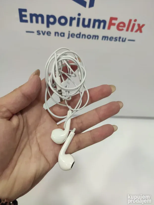 Music sound, slušalice za telefon sa mikrofonom, bela