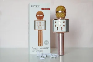 Mikrofon karaoke bluetooth blutut WS 858 ROSE GOLD