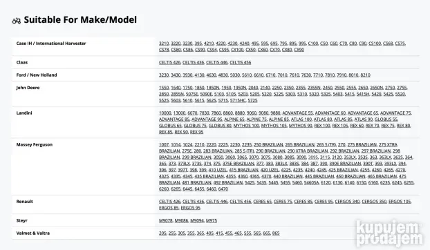 Aksijalni zglob volana za traktore