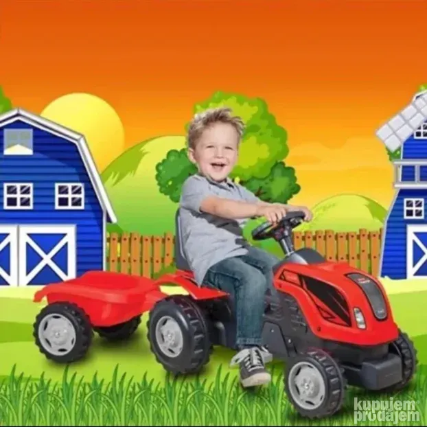Decija Traktor na pedale sa prikolicom