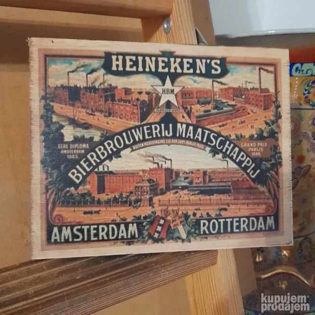 Heineken reklama 24x19cm drvo