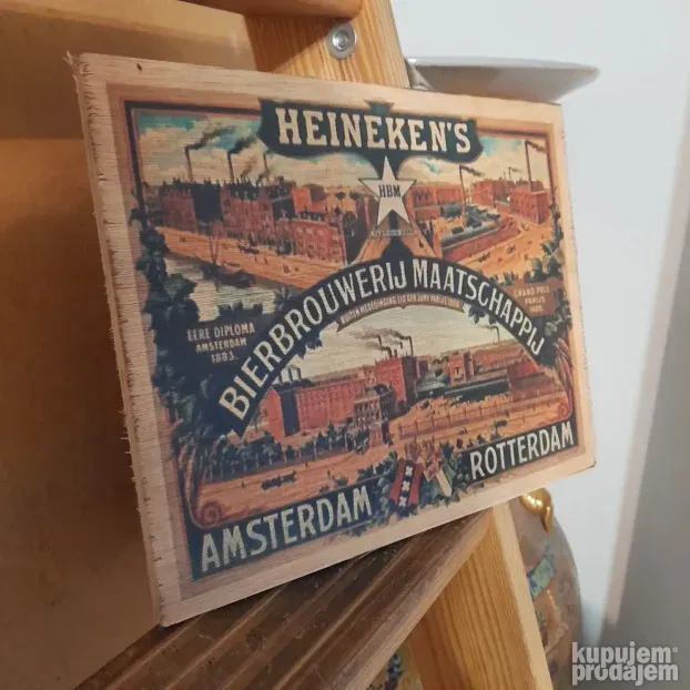 Heineken reklama 24x19cm drvo