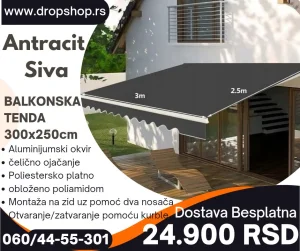 Tende za terase antracit i kapućino boje DOSTAVA BESPLATNA