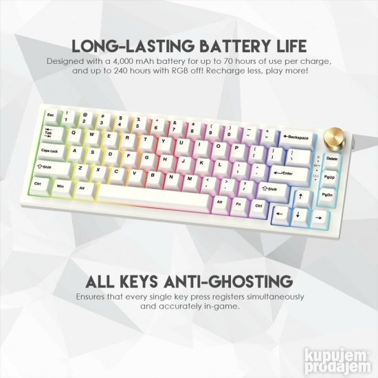 Tastatura Mehanicka Gaming Fantech MK858 RGB Maxfit67  Bela