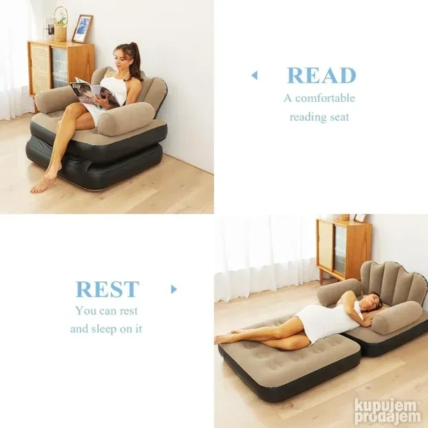 LAZY Sofa -  Kauč na naduvavanje Kauč  - Spoljna lenja 5 u 1