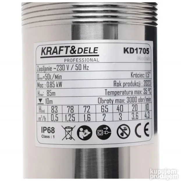 KD1705 Pumpa Raketa KRAFT&DELE 100mm 0,85 kW NA STANJU!