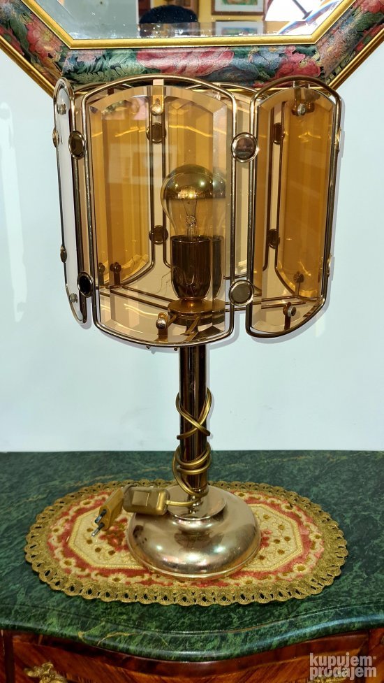 Elegantna retro sobna lampa - pozlata i tamno staklo 2