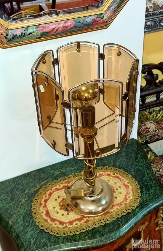 Elegantna retro sobna lampa - pozlata i tamno staklo 2