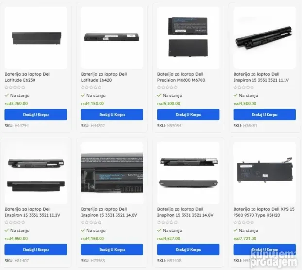 BATERIJE za DELL laptop - svi modeli - NOVO SA GARANCIJOM