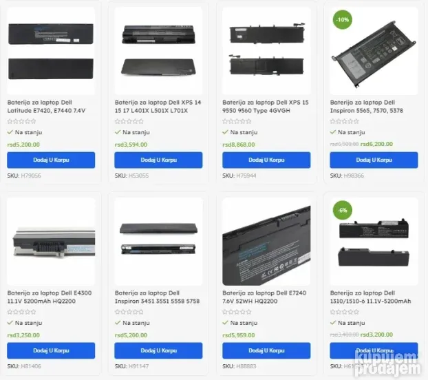 BATERIJE za DELL laptop - svi modeli - NOVO SA GARANCIJOM