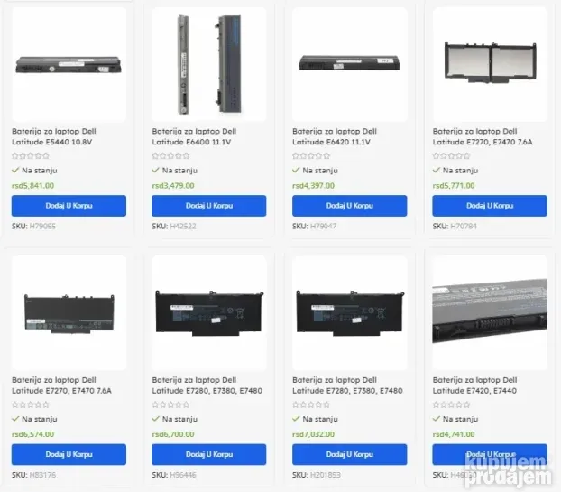 BATERIJE za DELL laptop - svi modeli - NOVO SA GARANCIJOM