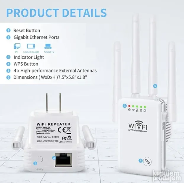 4 antene ruter uticnica za pojacavanje wifi signala ripiter
