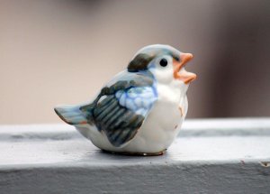 Vintage Porcelain Blue Sparrow Figurine