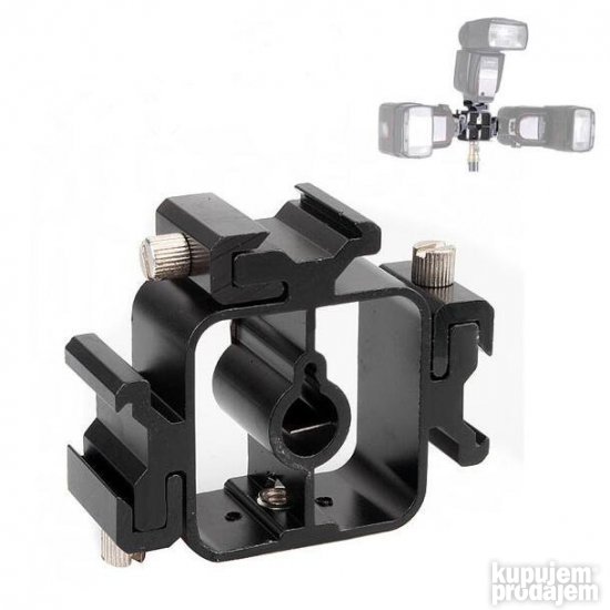 Trostruki adapter  Hot Shoesa 1/4" LED osvetljenje, za blic