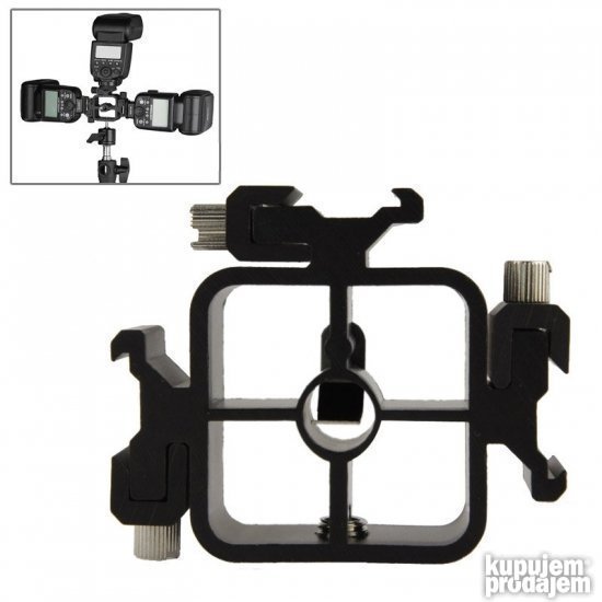 Trostruki adapter  Hot Shoesa 1/4" LED osvetljenje, za blic