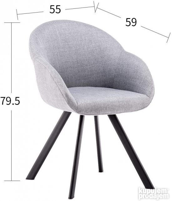 Stolica retro izgleda siva - Movian Crow