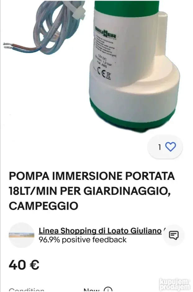 BRUNER kamperska pumpa za vodu 12 V 18 lit/min