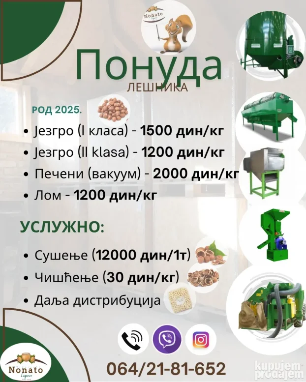 Krckanje lešnika - uslužno čišćenje