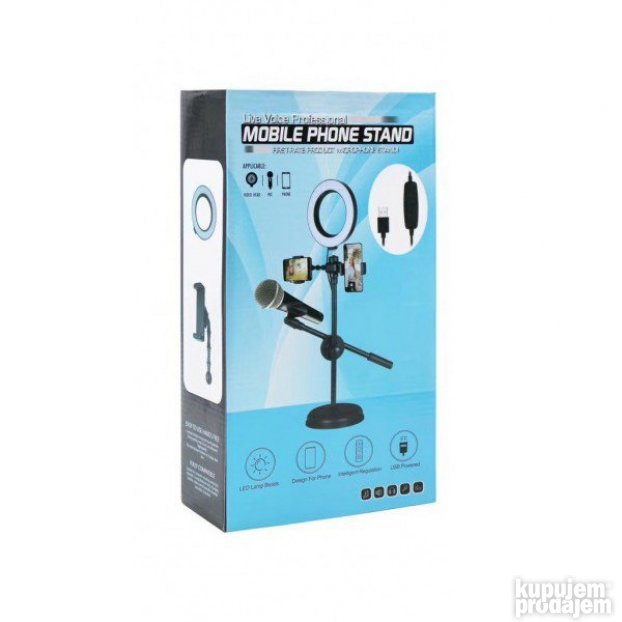 LED lampa 2x holder za mobilni + drzac za mikrofon - NOVO