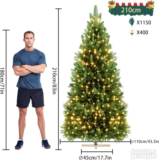 Novogodišnja jelka 210cm LED svetla