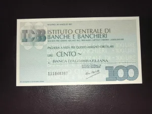 Italija 100 lira.  -  ček.(4).