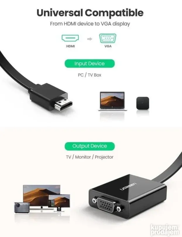 HDMI na VGA konvertor 0.25m Ugreen MM103