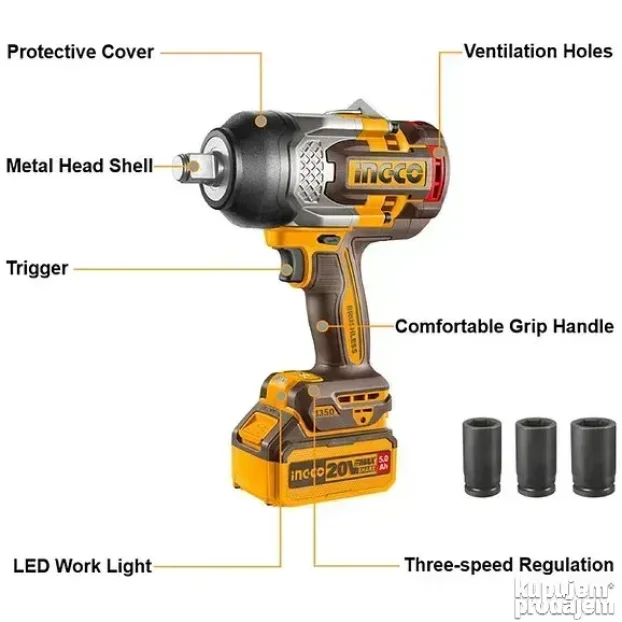 Ingco Aku udarni odvijač 3/4 1350Nm CIWLI20135E Super Ingco