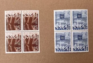 Godišnjica zemljotresa u Skopju, 2 mint karneta,4 marke,1964