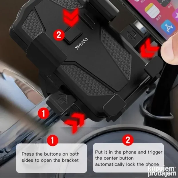 Univerzalni drzac za telefon za motor i bicikl YESIDO C94 cr