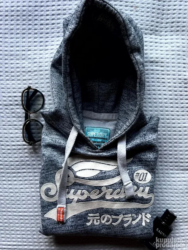 SUPERDRY ORIGINAL zenski sivi duks sa kapuljacom M KAO NOV