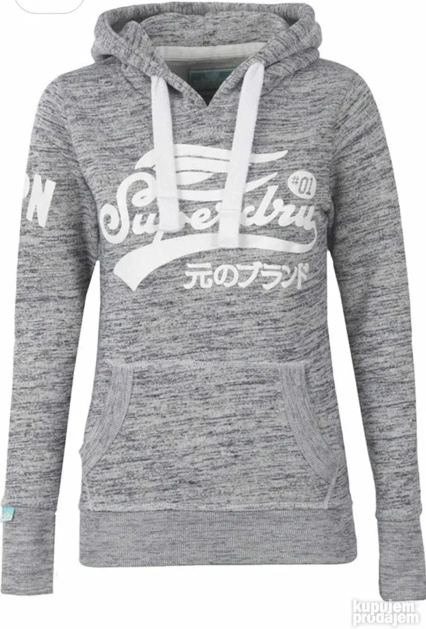 SUPERDRY ORIGINAL zenski sivi duks sa kapuljacom M KAO NOV