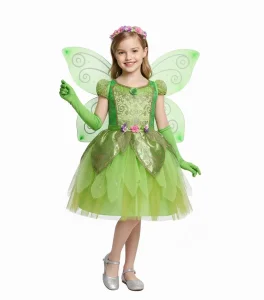 Zvoncica haljina kostim vila zelena set 4u1