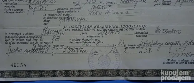 Izkaznica o državljanstvu, 1938