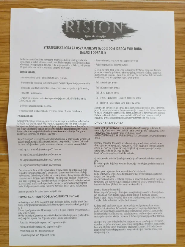 Drustvena igra Riziko na srpskom,novo