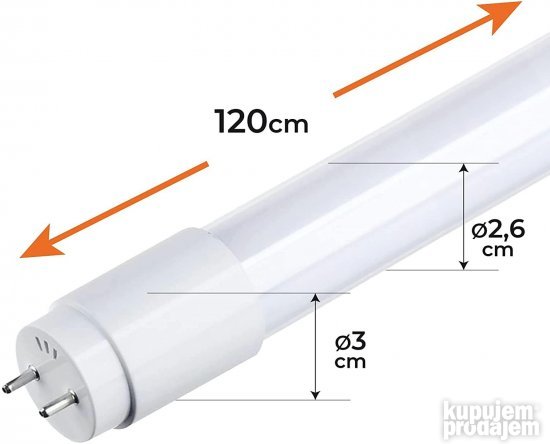 LED Neonke 4kom 120cm 18w 6500K T8 G13 1800 Lumena