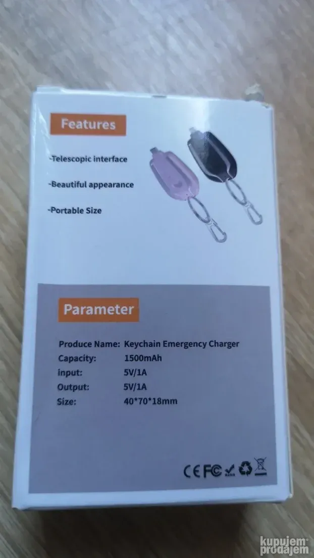VG Privezak-Punjač Power Bank za Android i iOS 1500mAh