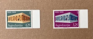 EVROPA, dve mint neponištene marke iz tabaka, 1969