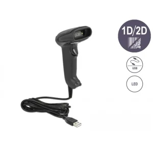 DELOCK USB barcode scanner 1D and 2D kapcsolodo cable German