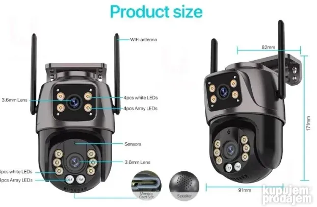 4K 8MP HD Wifi PTZ Kamera sa Dvostrukom Kamerom Model 2025