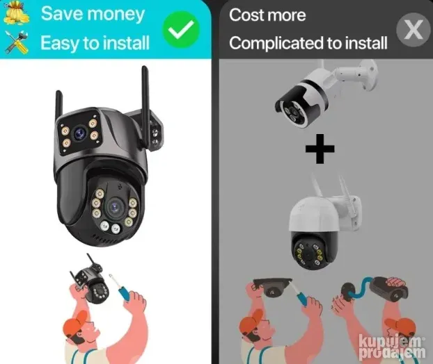 4K 8MP HD Wifi PTZ Kamera sa Dvostrukom Kamerom Model 2025