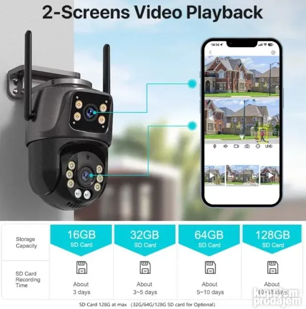 4K 8MP HD Wifi PTZ Kamera sa Dvostrukom Kamerom Model 2025