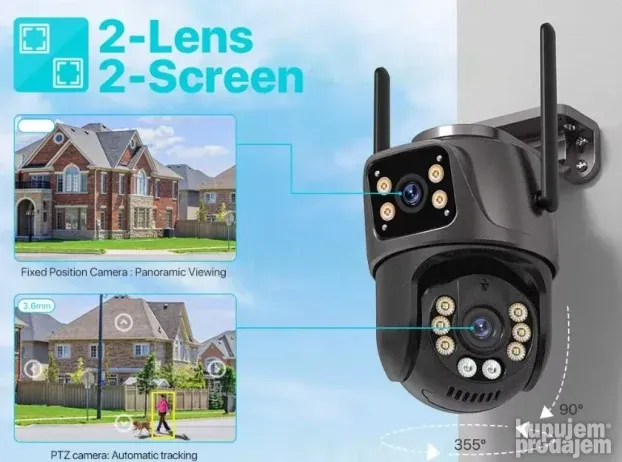 4K 8MP HD Wifi PTZ Kamera sa Dvostrukom Kamerom Model 2025