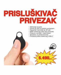 Prisluskivac Privezak PRO 365 Mini Bubica Aktivacija na Glas