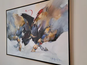 Borba bikova, ulje na platnu, Braca Djurković