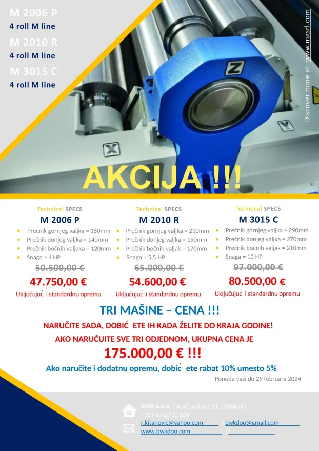 Nove i polovne mašine za obradu limova,cevi, mašinsku obradu