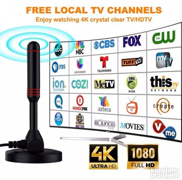 Digitalna TV antena, DVB-T2, Full HDTV sa 2 pojačalo