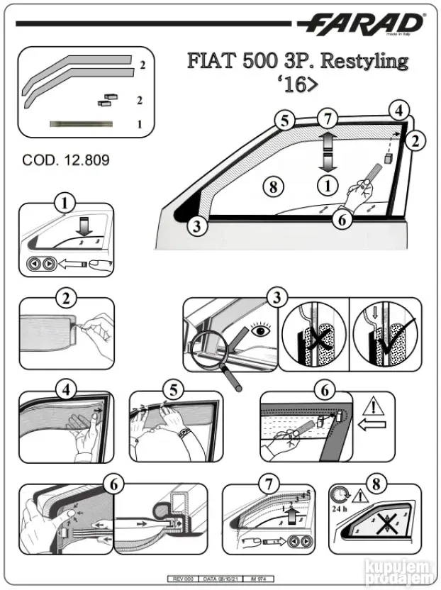 Vetrobrani Deflektori Usmerivaci Vazduha, Fiat 500 (2016-)