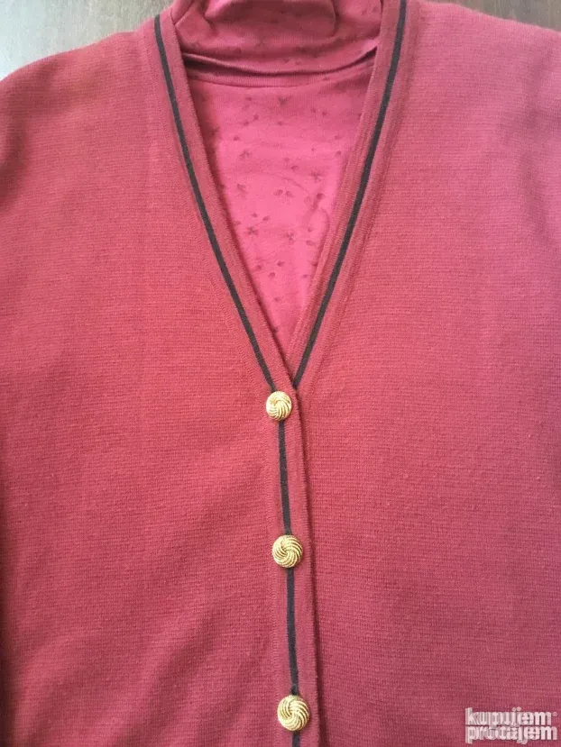 DŽEMPER i ROLKA ženski, kvalitet,vuna i pamuk,bordo,br 48,UK